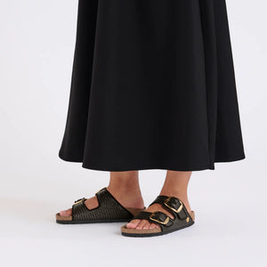 BIRKENSTOCK Arizona Big Buckle Raffia Black Textile Sandal