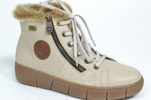 Load image into Gallery viewer, REMONTE by Rieker Paris D1T72 Womens Cream Tex Leather Ankle Zip Lace Boot
