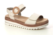 Load image into Gallery viewer, REMONTE by Rieker Ruby Beige Raffia Buckle Platform Ladies Leather Sandal (D0Q52)
