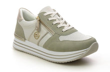 Load image into Gallery viewer, REMONTE by Rieker Grace Sage Ladies Leather Zip Sneaker (D1327)
