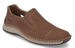 Rieker 05286 Brown Leather Mens Slip On Shoe