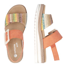 Load image into Gallery viewer, REMONTE by Rieker Shasta Orange/Multi stripe Ladies Wedge Sandal (D0Q62)

