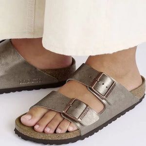 BIRKENSTOCK Arizona Graceful Taupe Birko Flor Ladies Slides