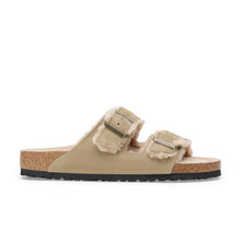 Load image into Gallery viewer, BIRKENSTOCK Arizona Taupe Suede/Shearling Slides
