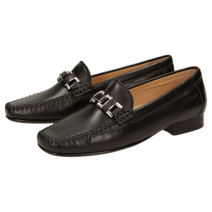 SIOUX Cambria Black Leather Chain Moccasin