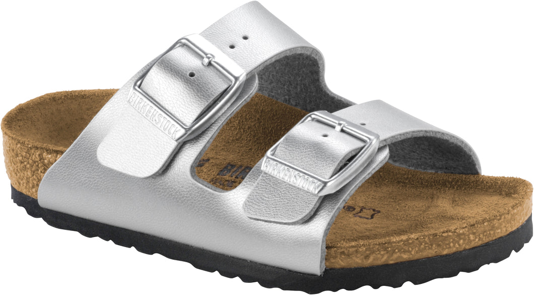Birkenstock Kids Arizona Silver Slides Sandals