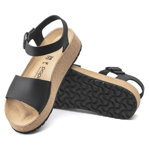 BIRKENSTOCK Glenda Black Ladies Smooth Leather (Papillio Platform Sandal)