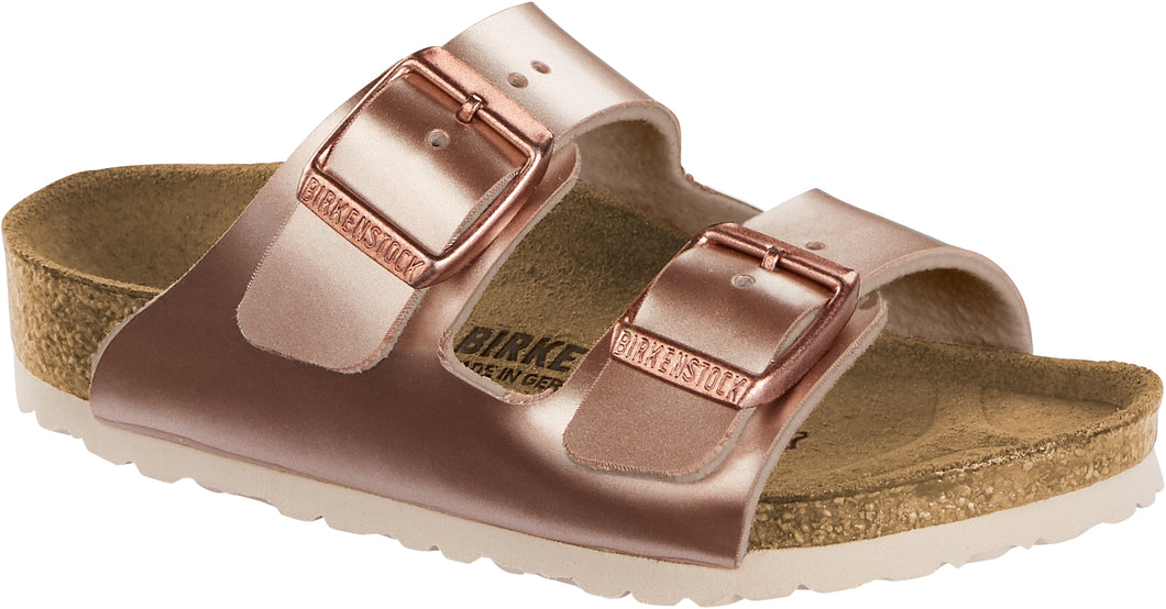 BIRKENSTOCK Kids Arizona Metallic Copper Slides Sandals