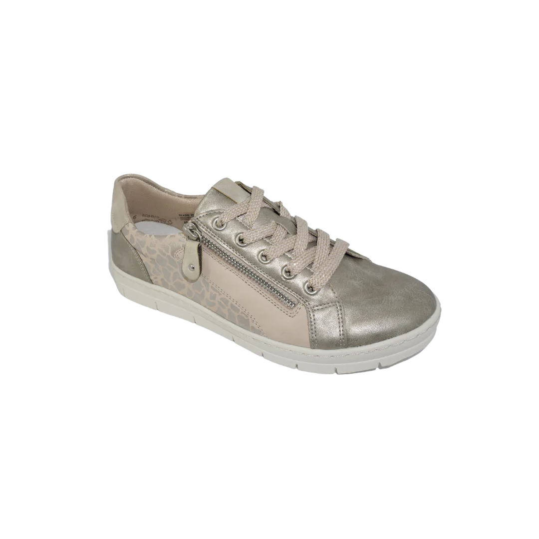 REMONTE D5821 Beige ladies leather zip sneaker | Comfort Shoes | SOUL 2 SOLE SHOES – Soul Sole Shoes