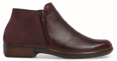 NAOT Helm Ankle Boot in Bordeaux Leather Orthotic Friendly