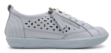 Tesselli XD Belair White Ladies Leather Zip Sneaker