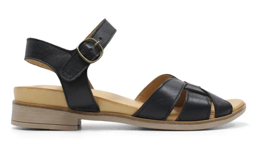 TESSELLI Gypsy Black Leather Sandal | Soul 2 Sole Shoes
