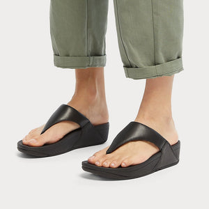 Fitflop Lulu Black Leather Toe Post Sandal