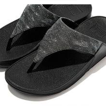 Load image into Gallery viewer, Fitflop Lulu Glitz Black Toe Post Sandal
