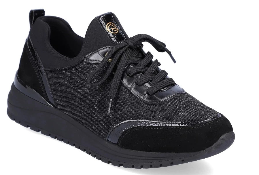 REMONTE by Rieker R3700 Black Cheetah Print Leather Sneaker | Soul 2 Sole Shoes