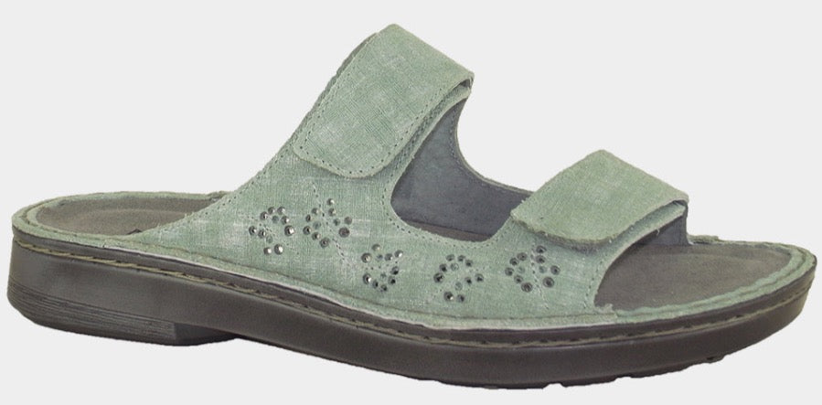 NAOT Trancoso Teal Linen Ladies Leather Sandal